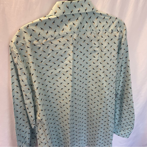 Original Penguin Heritage Slim Fit Men's 17.5 34-35 Blue Toucan Shirt Whimsical - Picture 12 of 16